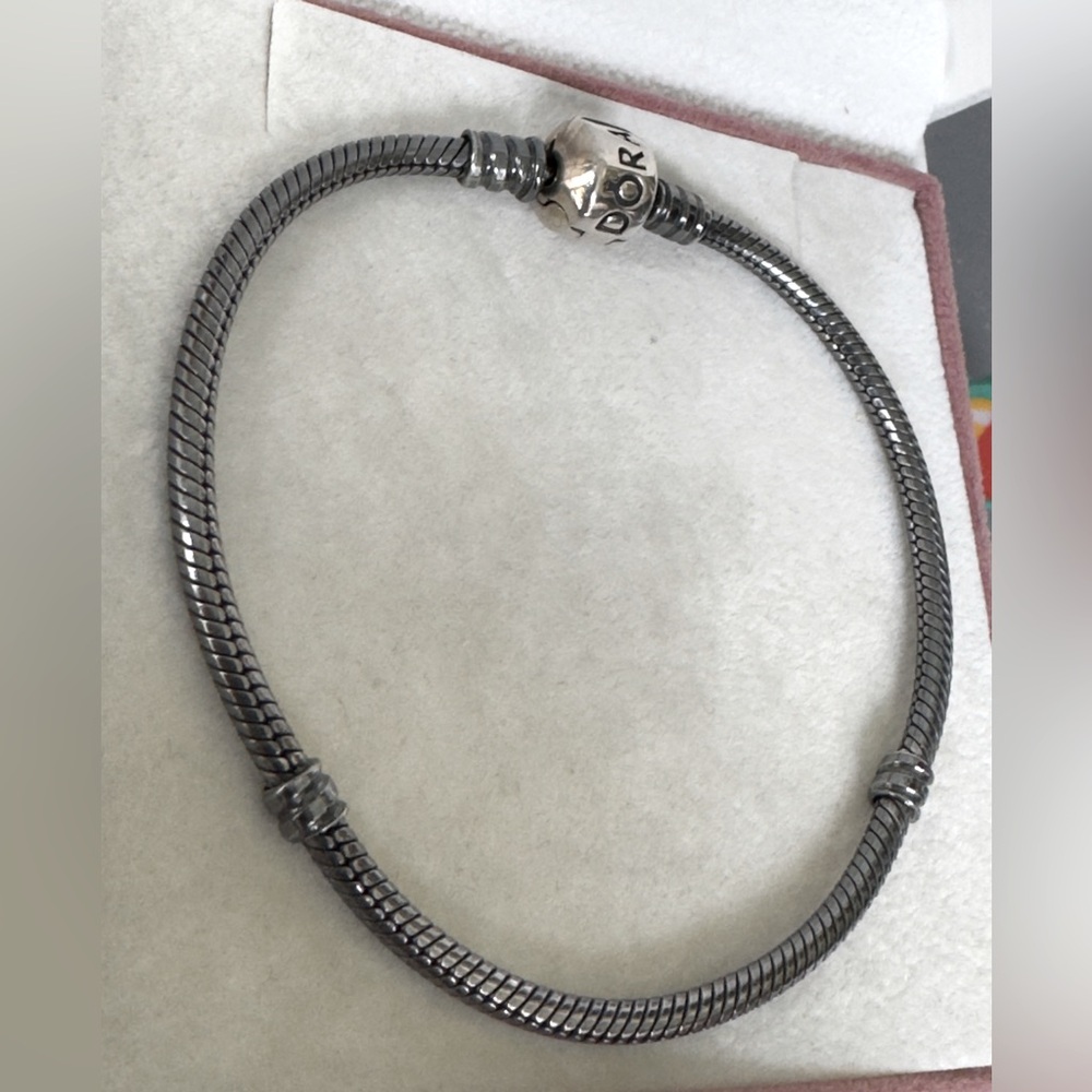 Authentic Pandora Moments Oxidized Snake Chain Bracelet 7.1” - Picture 4 of 5